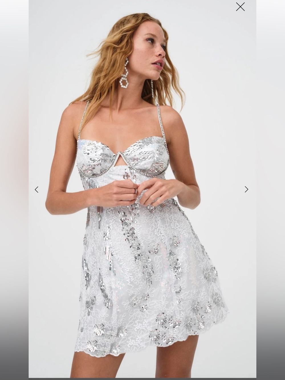 For Love and Lemons sequin white/silver mini dress